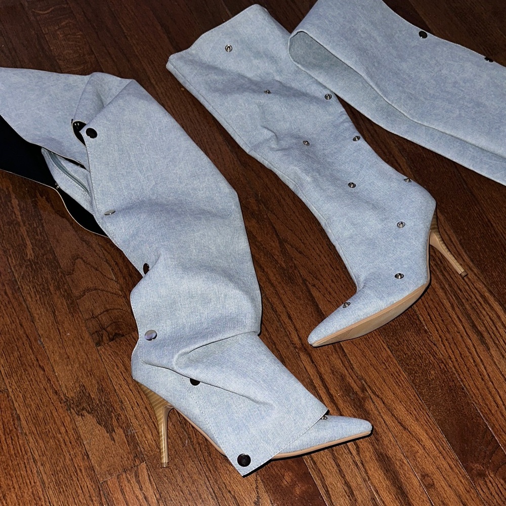 Source Unknown Light Gray Over the Knee Boots